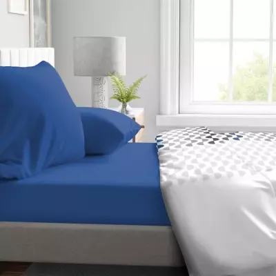 Drap housse Microfibre Bleu - 140x190 cm - HOME LINGE PASSION
