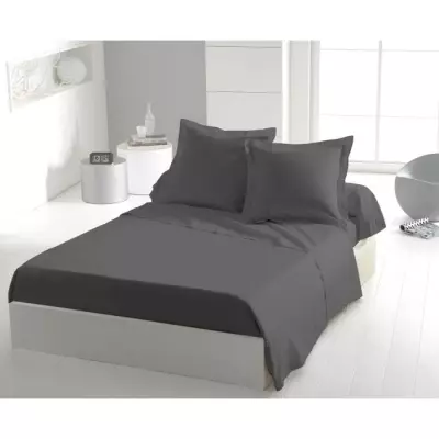 Drap plat HOME LINGE PASSION - 180x290 cm - 1 personne - Anthracite