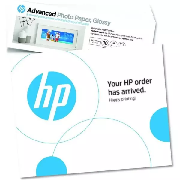 HP Papier photo à finition glacée Advanced, 65 lb, 4 x 12 pouces (101 x 305 mm), 10 feuilles