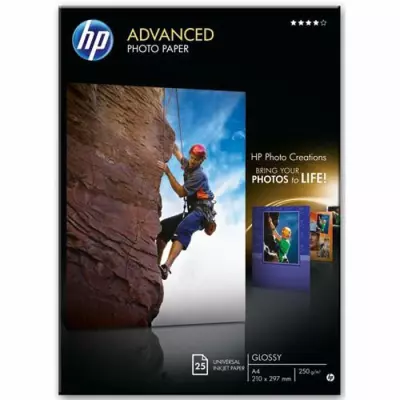 HP Papier photo à finition glacée Advanced, 250 g/m2, A4 (210 x 297 mm), 25 feuilles