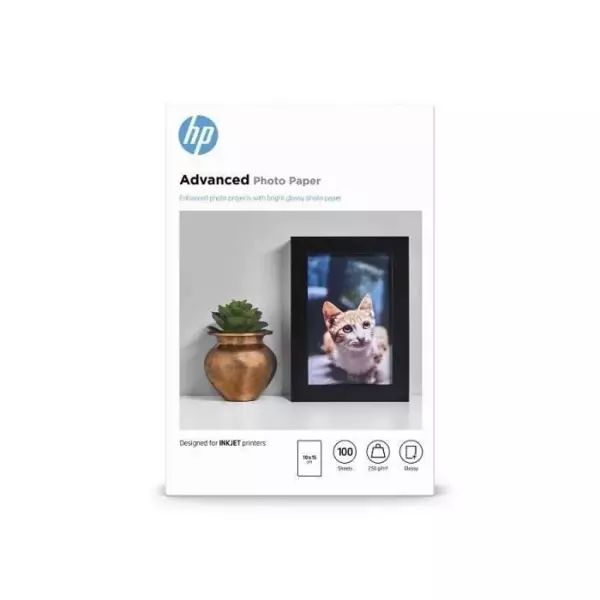 HP Papier photo à finition glacée Advanced, 250 g/m2, 10 x 15 cm (101 x 152 mm), 100 feuilles