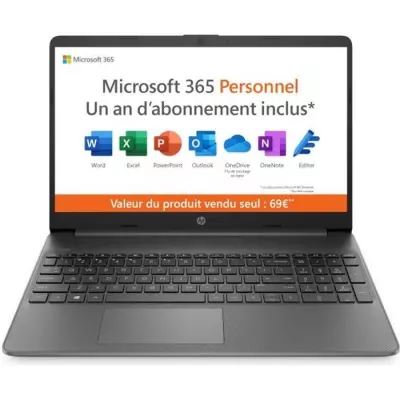 HP 15s-fq0024nf Intel® Celeron® N4120 Ordinateur portable 39,6 cm (15.6") Full HD 4 Go DDR4-SDRAM 128 Go SSD Wi-Fi 5 (802.11ac)