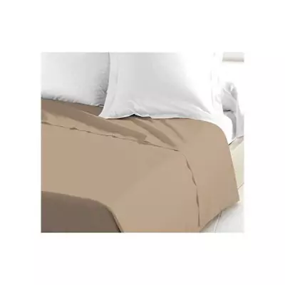 Drap Plat 100% coton 180x290 cm - Beige pour un lit 1 personne