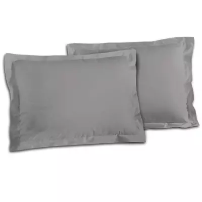 Taies d'Oreillers 100% coton 50x70 cm - Lot de 2 Gris clair