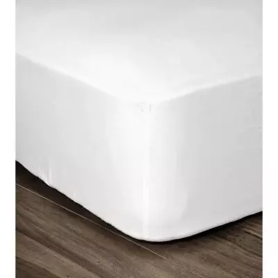 Drap Housse 100% Coton 180x200cm - Bonnet 35cm - Blanc