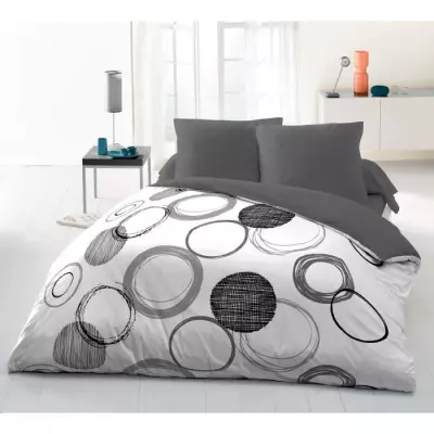 Parure de couette microfibre Audace - Gris clair - 1 housse de couette 220x240cm + 2 taies d'oreiller