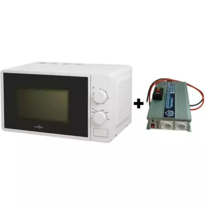 Pack Convertisseur de Tension 12/220V 1200W + Micro-onde Hign One 220V 20L 700W