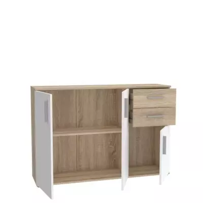 Meuble de rangement IKOLI - Style moderne et pratique - Décor chêne Sonoma et blanc