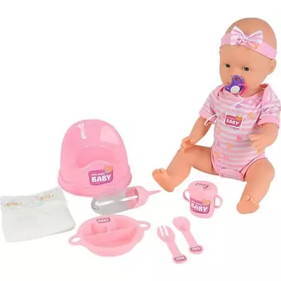Poupon NEW BORN BABY Rose 43cm - Boit et Fait Pipi - Accessoires Inclus 