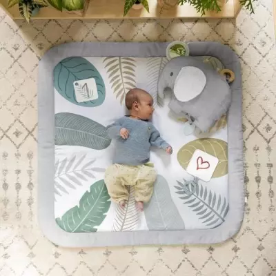 Tapis d'éveil Petit Eléphant: 12 cartes étapes et tableau personnalisable