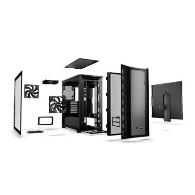 be quiet! Shadow Base 800 Noir | Boîtier PC vitré, Mini ITX Micro ATX ATX E-ATX, 3 ventilateurs Pure Wings 3 140 mm PWM