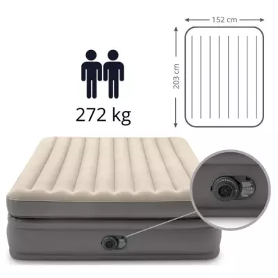 Matelas gonflable INTEX Prime Comfort 2 personnes - Gris
