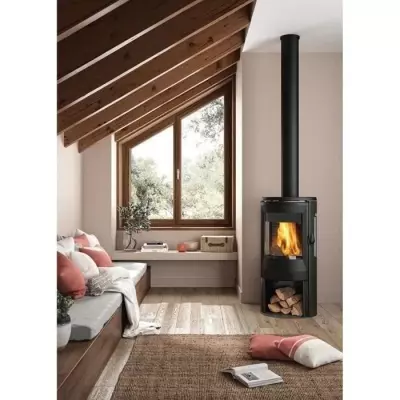 Poêle à bois INVICTA Neosen Plus 3 vitres raccordable - 8 KW - Bûches 40 cm