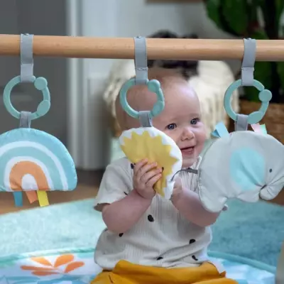 Tapis d'éveil Sun Valley avec arche en bois - 3 jouets amovibles