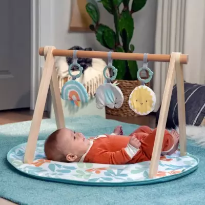 Tapis d'éveil Sun Valley avec arche en bois - 3 jouets amovibles