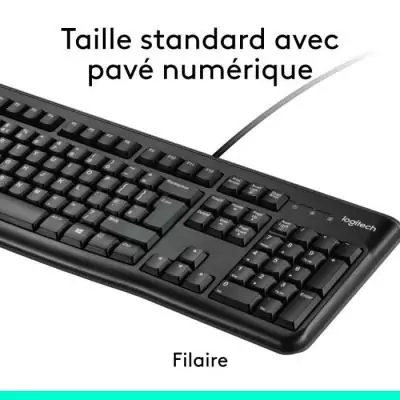 Ensemble Clavier Souris - Filaire - Logitech - MK120 - AZERTY - Noir Ensemble Clavier Souris - Filaire - Logitech - MK120 - AZERTY - Noir
