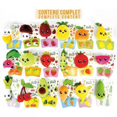 Lot de 18 pochettes surprises JEMINI - Peluche fruits ou légumes 10 cm + stickers et cartes