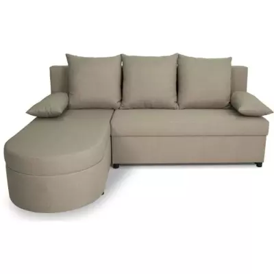 Canapé d'angle convertible 3 places JEN - Tissu Beige - Moderne - L196 x H88 x P159 cm