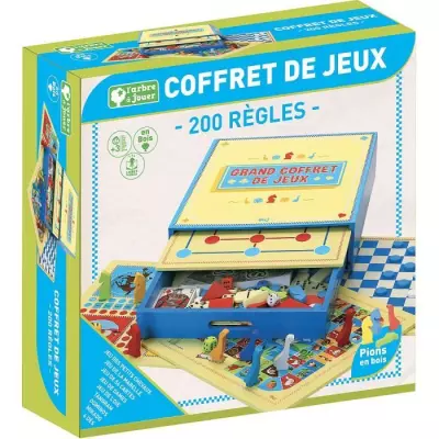 Coffret de Jeux en Bois - 200 Règles - Ludothèque Complète