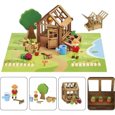 La Serre du Jardinier 40 Pièces - Jeu de Construction en Bois Naturel