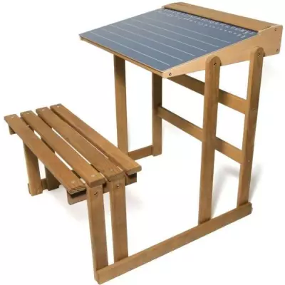 Bureau d'écolier en bois teinté chêne - Hauteur 60 cm