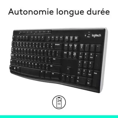 Clavier - Sans fil - Logitech - K270 - AZERTY - Noir Clavier - Sans fil - Logitech - K270 - AZERTY - Noir