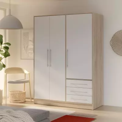 Armoire Contemporaine Chêne et Blanc - FSC 100% - Éco-Responsable
