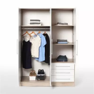 Armoire Contemporaine Chêne et Blanc - FSC 100% - Éco-Responsable