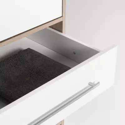 Armoire Contemporaine Chêne et Blanc - FSC 100% - Éco-Responsable
