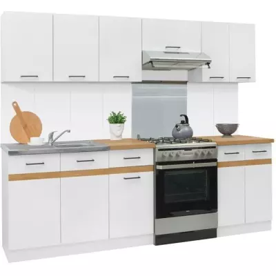 Cuisine complète JUNONA 240cm - Blanc brillant