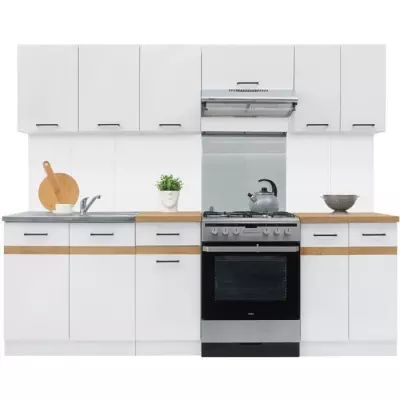 Cuisine complète JUNONA 240cm - Blanc brillant