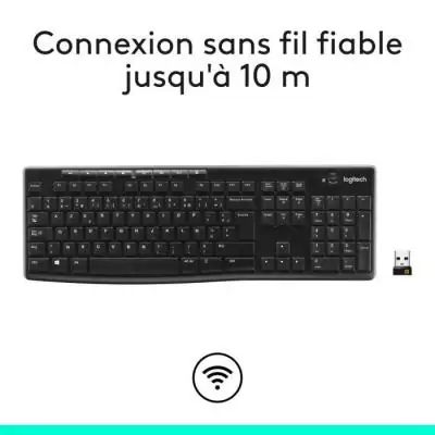Clavier - Sans fil - Logitech - K270 - AZERTY - Noir Clavier - Sans fil - Logitech - K270 - AZERTY - Noir