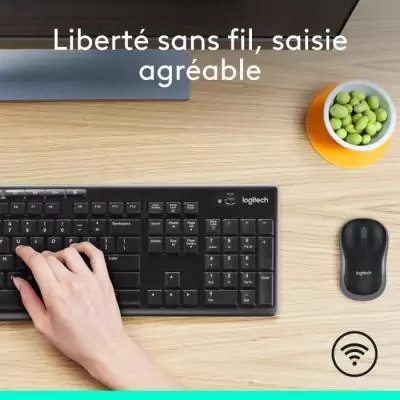 Ensemble Clavier Souris - Sans fil - Logitech - MK270 - AZERTY - Noir Ensemble Clavier Souris - Sans fil - Logitech - MK270 - AZERTY - Noir