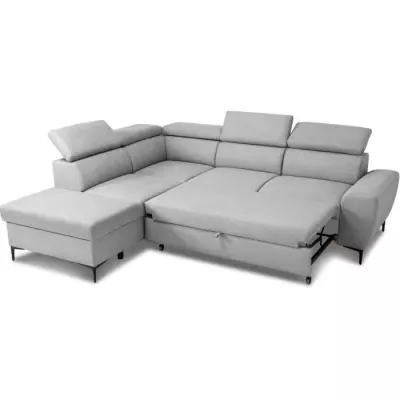 Canapé d'angle convertible réversible avec coffre - KASIMIR - Gris - 258 x 79/98 x 219 cm