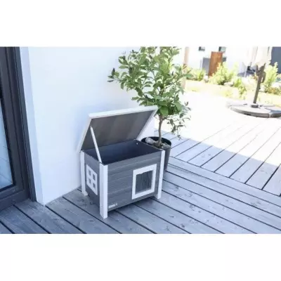 Maison pour chat Kerbl Eco Eli - Gris/Blanc 57 x 45 x 43 cm