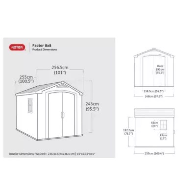 Abri de jardin en résine 6,6m² Sydney 88 - Beige et Marron