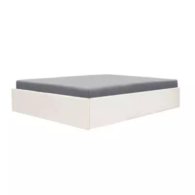 Lit coffre adulte 140x190 cm - Tissu Beige - Eco-friendly - FSC 100%