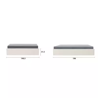 Lit coffre adulte 140x190 cm - Tissu Beige - Eco-friendly - FSC 100%