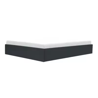 Lit adulte 160x200 cm avec coffre de rangement - Simili Noir et Bois FSC 100%
