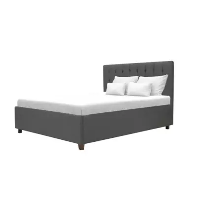 Lit adulte EMILY 140x190 cm + Coffre rangement - Gris foncé