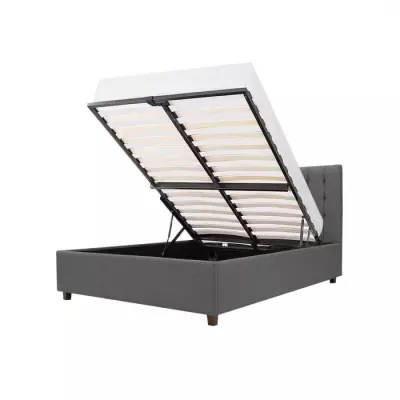 Lit adulte EMILY 140x190 cm + Coffre rangement - Gris foncé