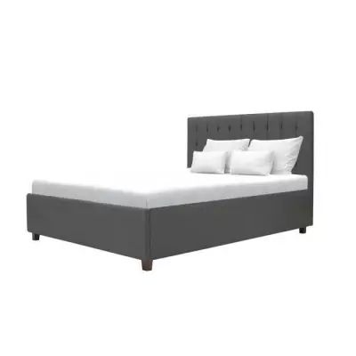 Lit coffre adulte EMILY - 160 x 200 cm - Gris foncé - Sommier inclus