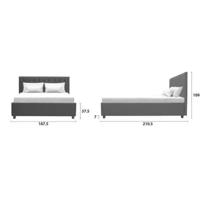 Lit coffre adulte EMILY - 160 x 200 cm - Gris foncé - Sommier inclus