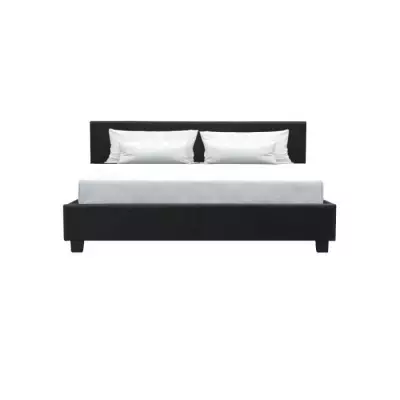 Lit adulte 160x200 cm noir simili avec sommier inclus - Bois certifié FSC
