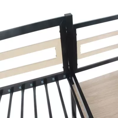 Lit mezzanine LEON - 140x190 cm - Métal noir - Sommier inclus