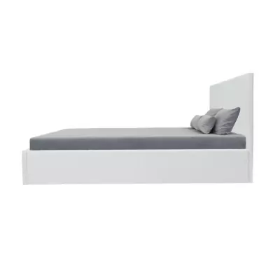 Lit adulte avec coffre de rangement 140x190 cm - Simili blanc