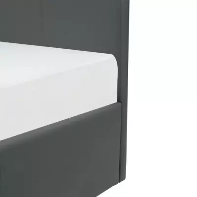Lit adulte 140x190 cm + coffre de rangement - Simili gris - Sommier inclus
