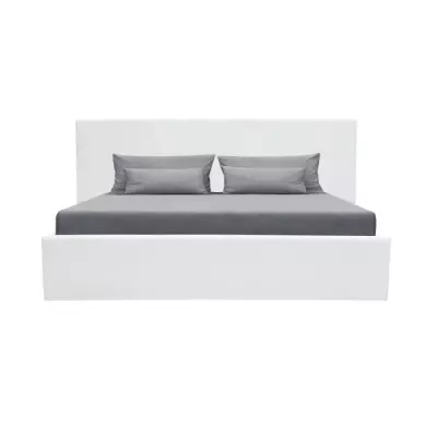 Lit adulte MARTIN avec coffre de rangement - Blanc - 160x200 cm