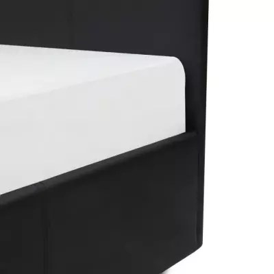 Lit adulte 160x200 cm + coffre de rangement - Simili noir - Sommier inclus