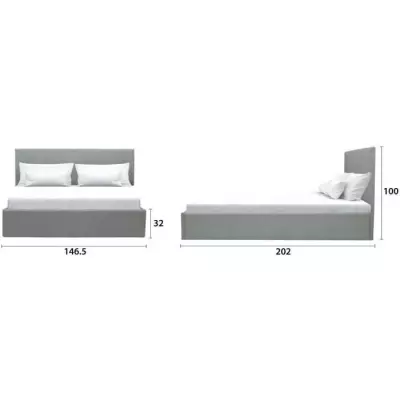 Lit coffre adulte MARTIN - Gris clair - FSC 100% - Structure de lit